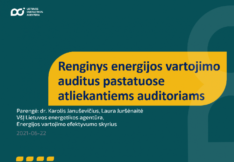 Nuotolinis renginys energijos vartojimo auditus pastatuose atliekantiems auditoriams