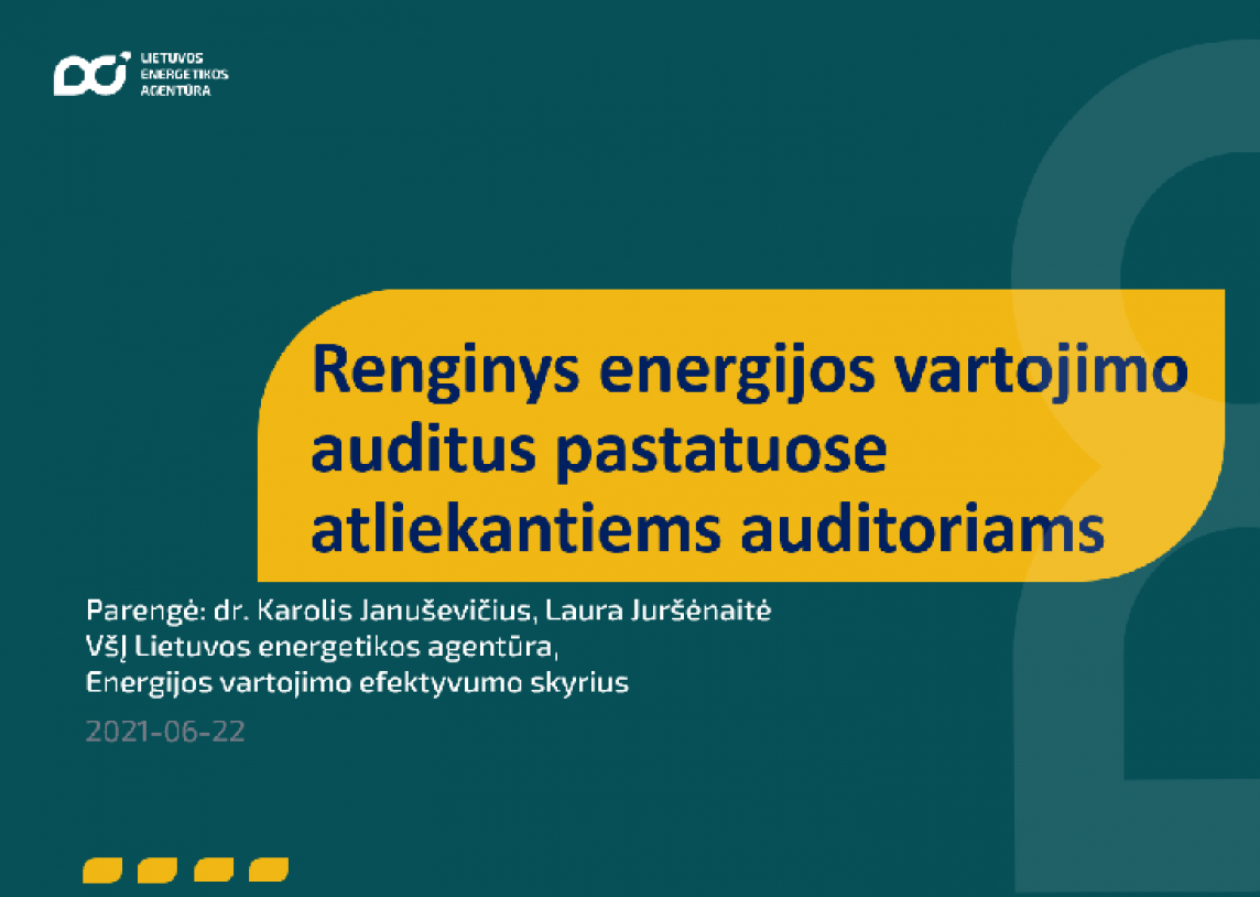 Nuotolinis renginys energijos vartojimo auditus pastatuose atliekantiems auditoriams