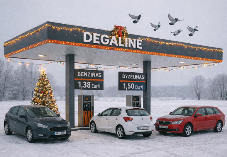 Gruodį degalų kainos Lietuvoje mažėja