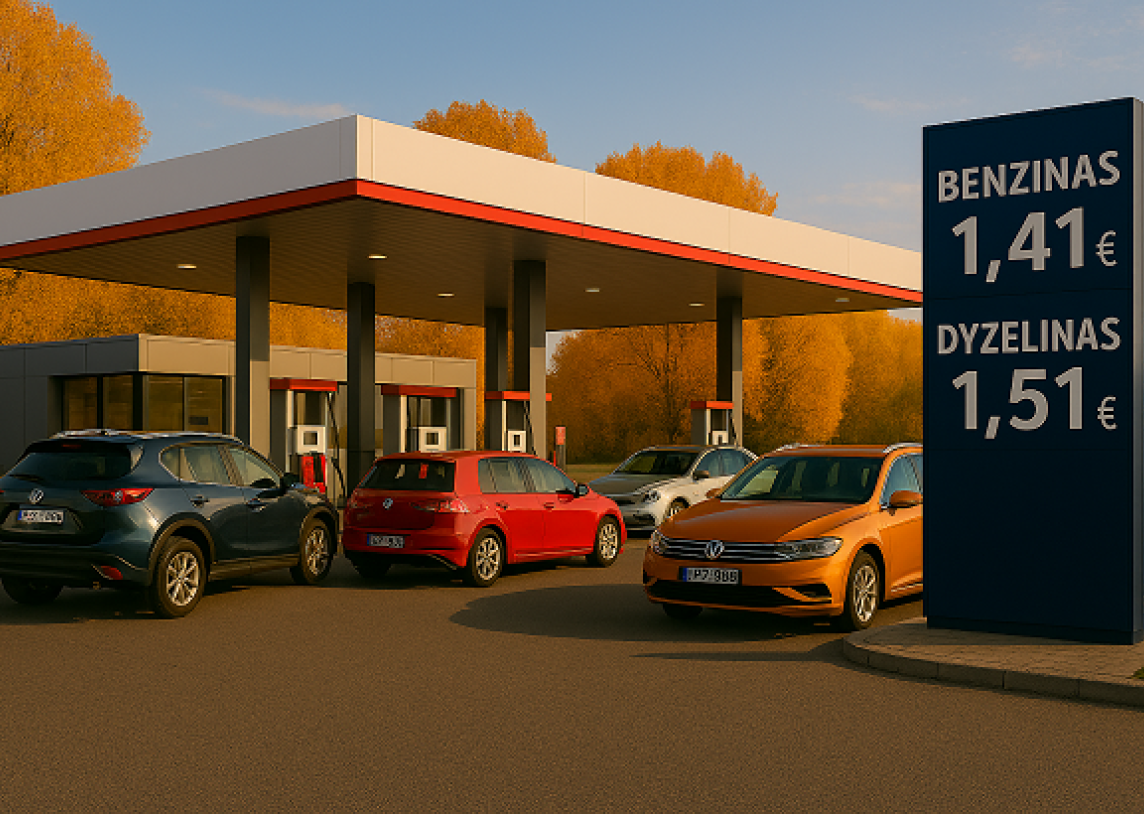 Skirtumas tarp dyzelino ir benzino kainų didėja ir toliau