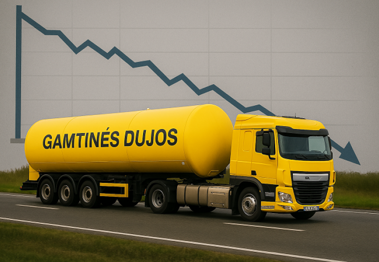 Gamtinių dujų ir degalų kainos toliau mažėjo