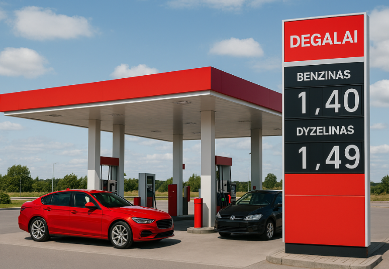 Vidutinė benzino kaina Lietuvoje išlieka mažiausia tarp Baltijos šalių