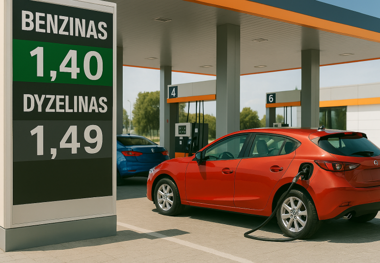 Benzino kaina Lietuvoje ketvirtą savaitę išlieka mažiausia tarp Baltijos šalių, o dyzelinas pigiausias Estijoje
